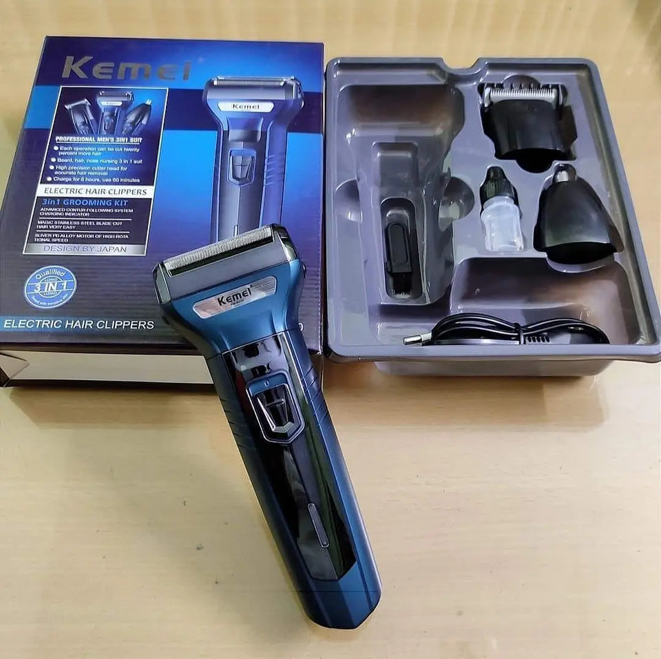 KEMEI 3 in 1 Professional Rechargeable Hair Clipper Trimmer & Shaver
