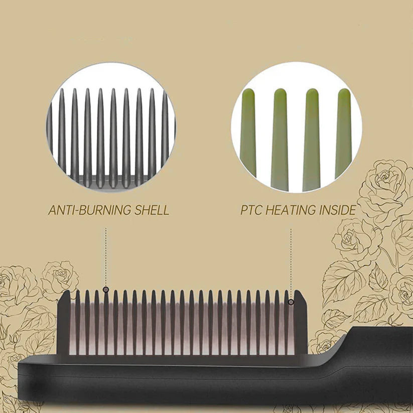 2 in 1 Hair Straightening Brush & Curler