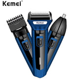 KEMEI 3 in 1 Professional Rechargeable Hair Clipper Trimmer & Shaver