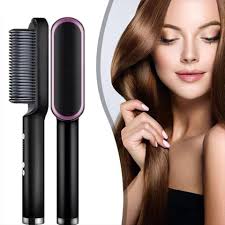 2 in 1 Hair Straightening Brush & Curler